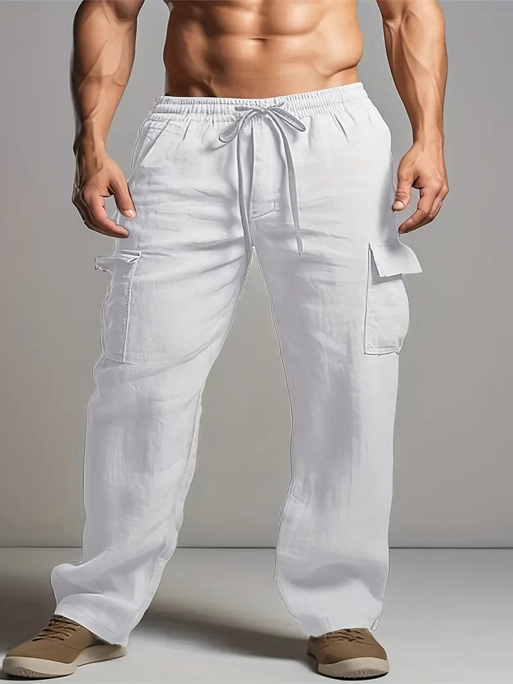 Lightweight men's relaxed fit summer trousers, perfect smart casual pants for warm weather. Comfortable & versatile fashion.