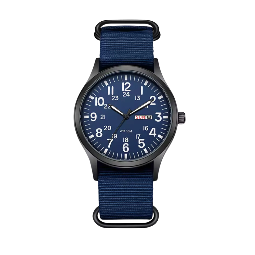 Stylish men's rugged watch, ideal for military & outdoor enthusiasts. Durable, water-resistant adventure gear with a bold look.