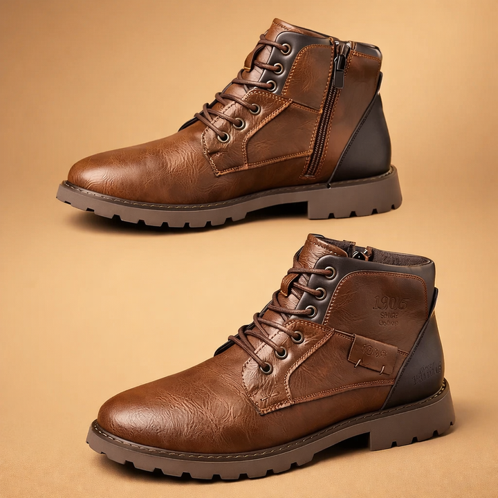 Durable men's brown casual lace-up boots perfect for everyday style, offering comfort and rugged appeal.
