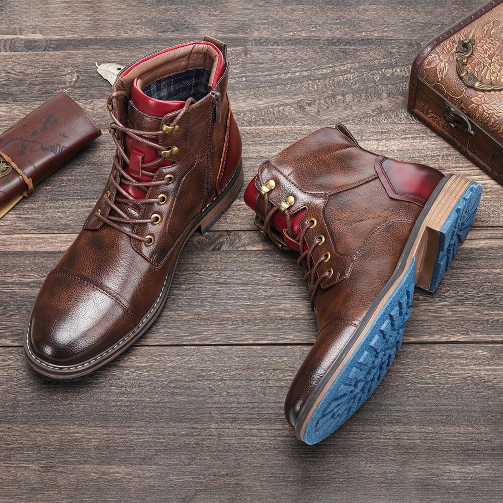 Versatile men's lace-up ankle cowboy boots, designed for comfort and rugged outdoor and casual use.