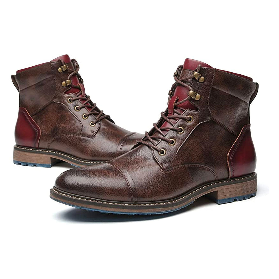 Lace-up Western style ankle boots for men, rugged and durable for both work and casual play.