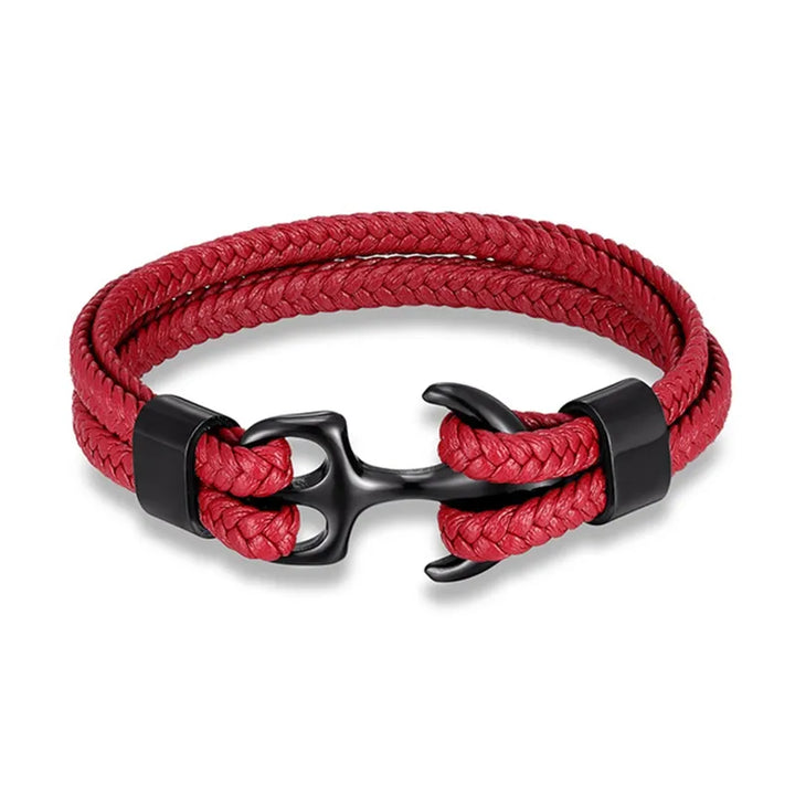 Achieve a rugged, masculine look with this men's nautical anchor leather bracelet. Ideal for everyday wear.