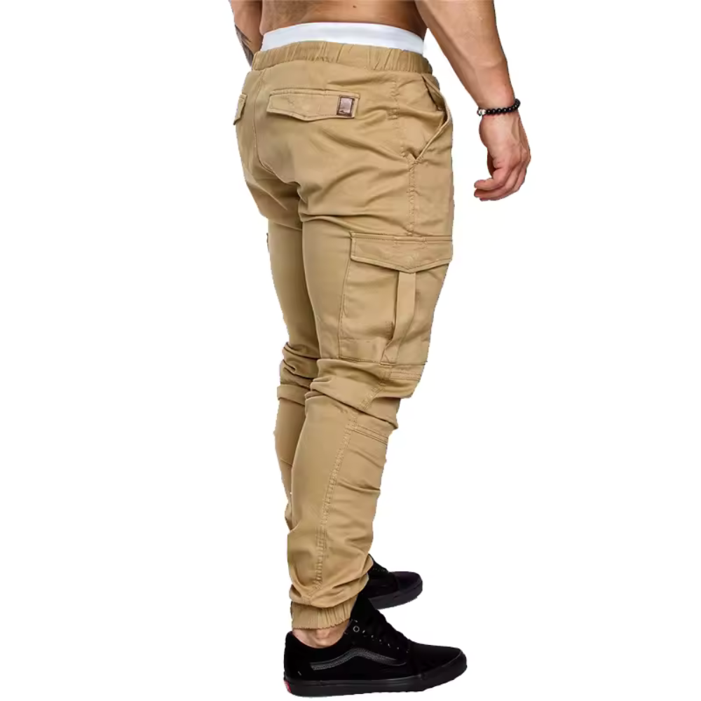 Versatile men's rugged multi-pocket cargo joggers, great for casual & active looks.