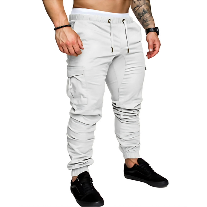 Men's activewear cargo joggers with ample multi-pockets & comfortable fit.