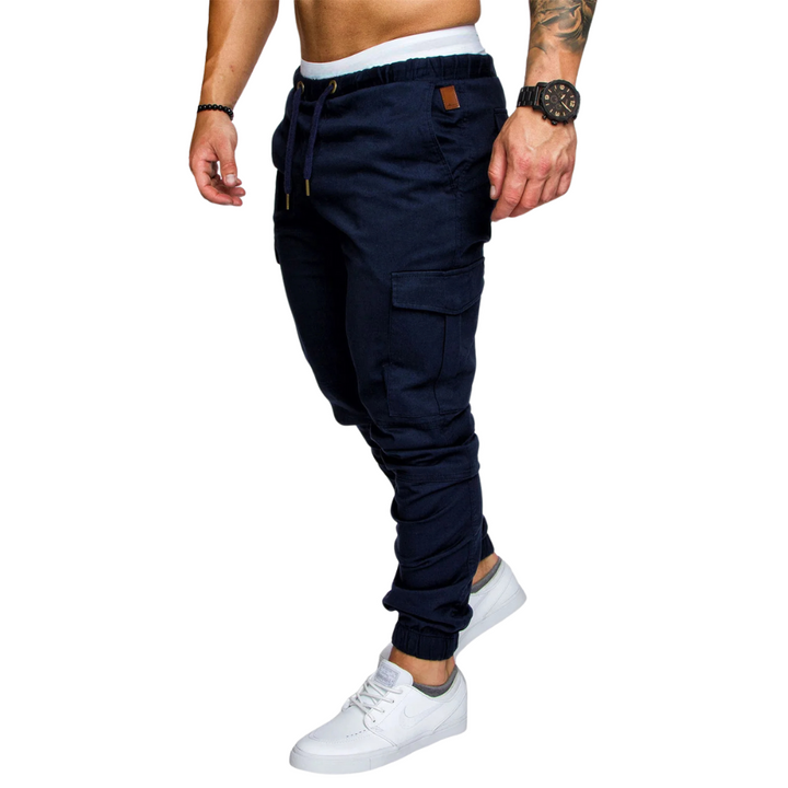 New men's cotton blend multi-pocket cargo joggers, perfect for casual & activewear.