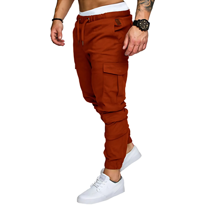 Rugged men's multi-pocket cargo joggers, comfortable for daily & active wear.