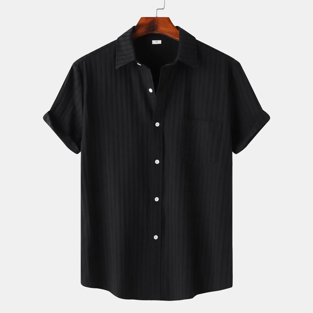 Comfortable men's summer shirt, short sleeve button-down. Perfect for versatile casual wear.