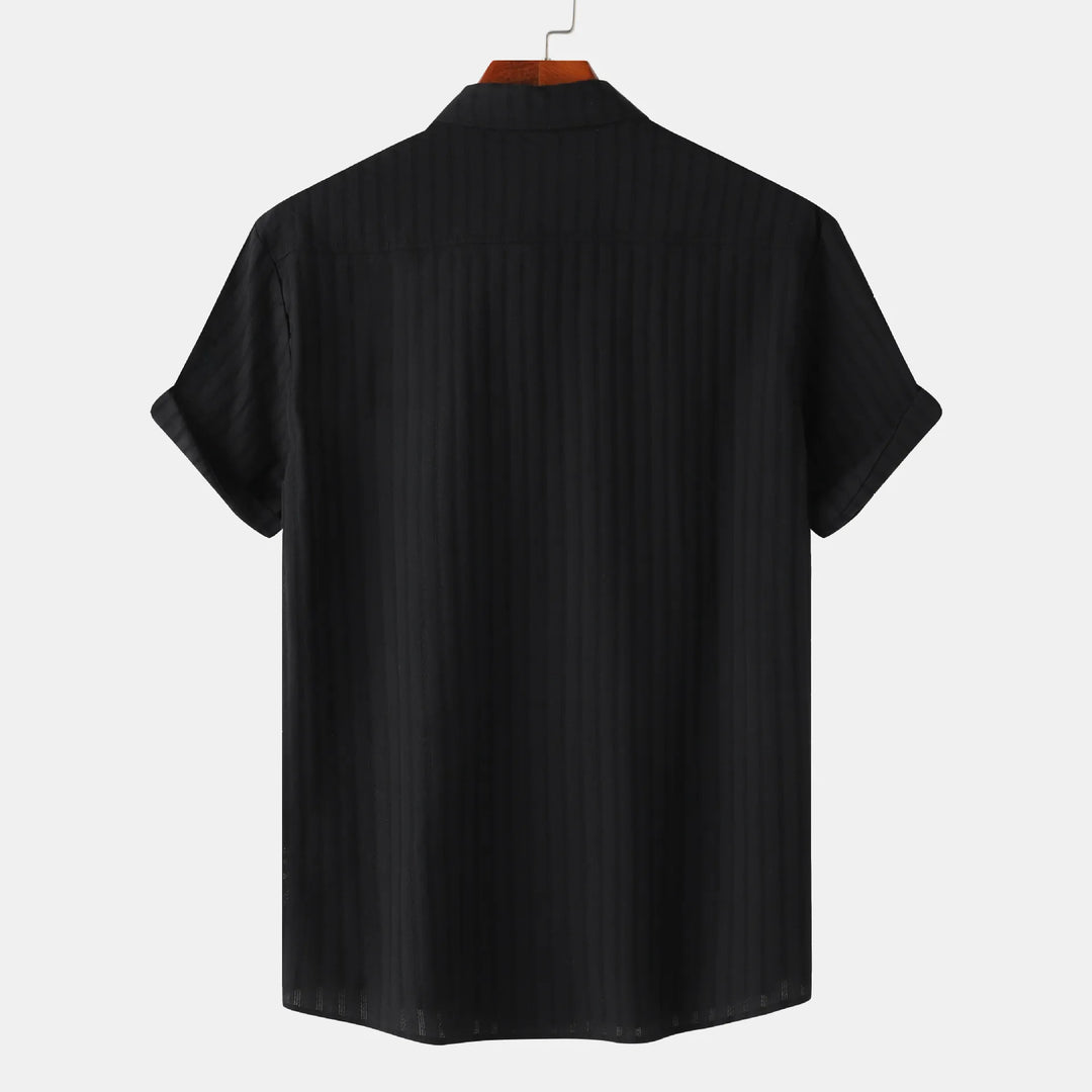Men's short sleeve button-down, a smart casual collared shirt. Effortless style for summer.