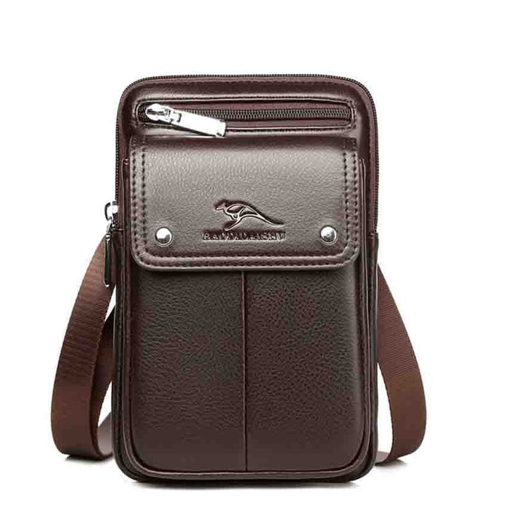 Elegant men's brown PU leather messenger bag, a durable and practical daily accessory.