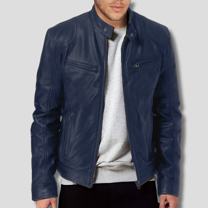 Tailored fit men's sleek urban jacket, offering polished style. This classic outerwear is perfect for smart casual occasions.
