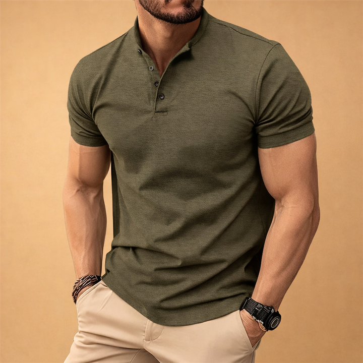 Men's modern slim fit short sleeve polo shirt, ideal for casual men's fashion and everyday wear.