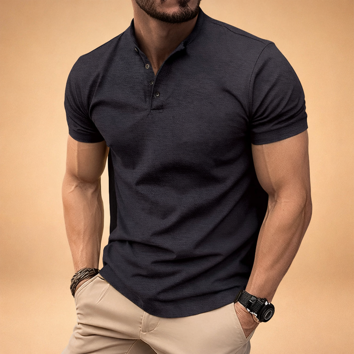 Effortless men's slim fit modern polo shirt, short sleeve, great for everyday casual style.