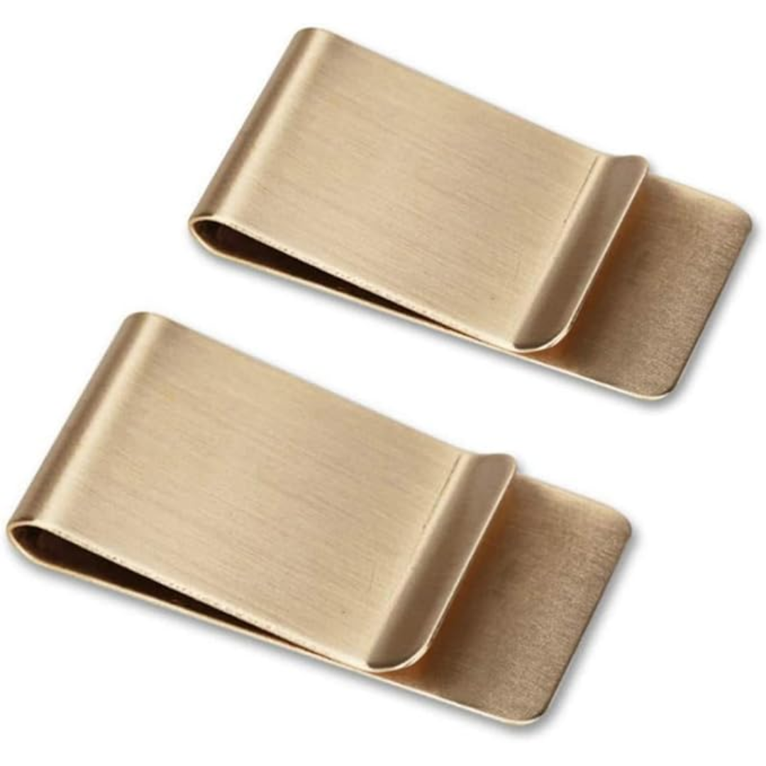 Men's slim stainless steel card holder & money clip set. Minimalist metal wallet for credit cards.