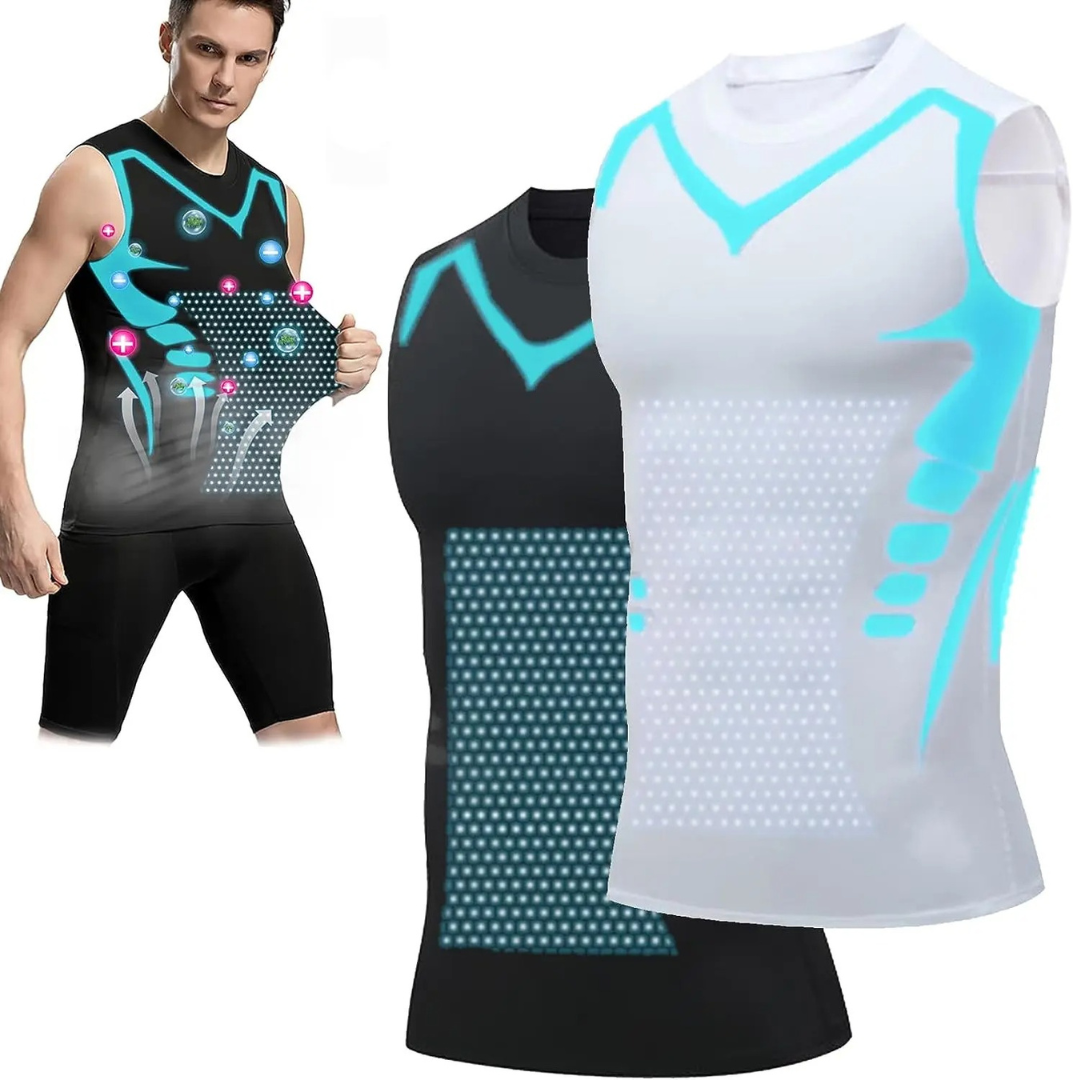 Men's slimming compression vest for chest & core support. Invisible, breathable, comfort fit shapewear.