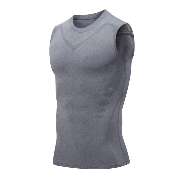 Men's body shaping compression vest. Firm chest & core support, improves posture. Comfortable & discreet.