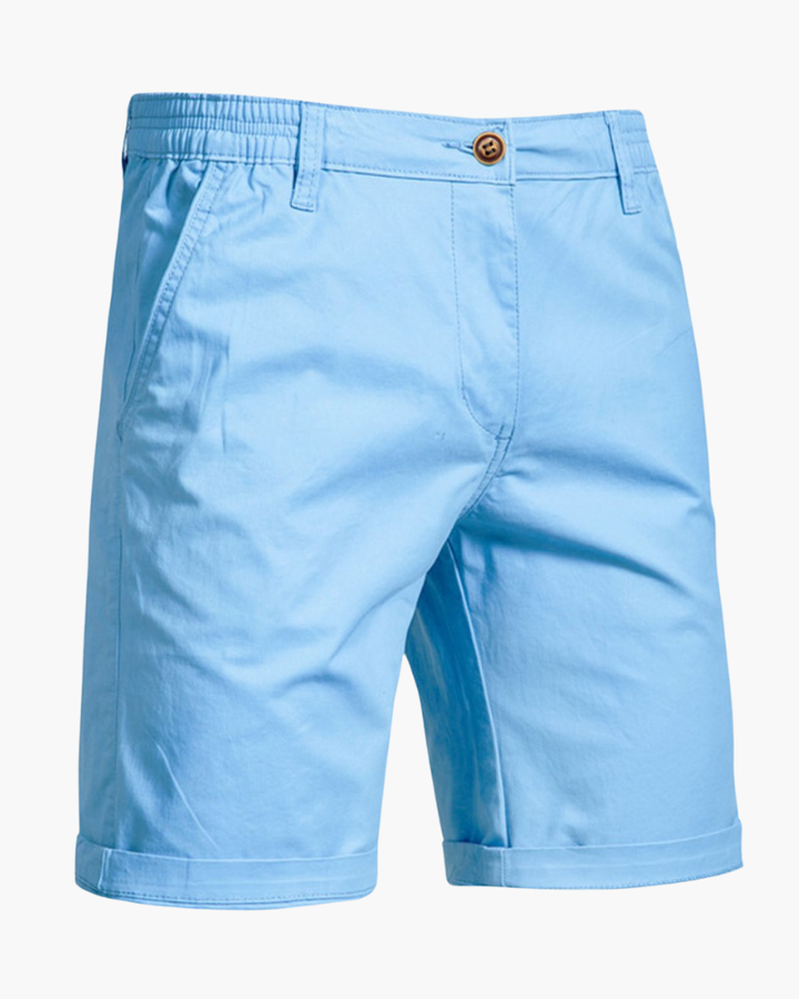 Collection of men's smart casual chino shorts in various colors, perfect for versatile summer & warm weather styling.