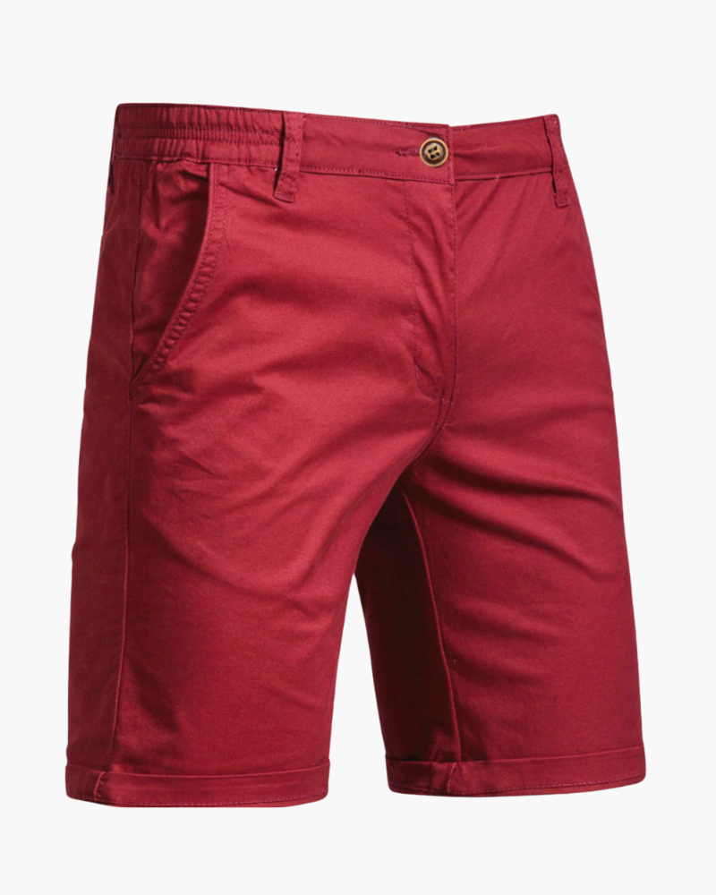 Functional side pockets on men's smart casual chino shorts, practical for versatile summer essentials and everyday use.
