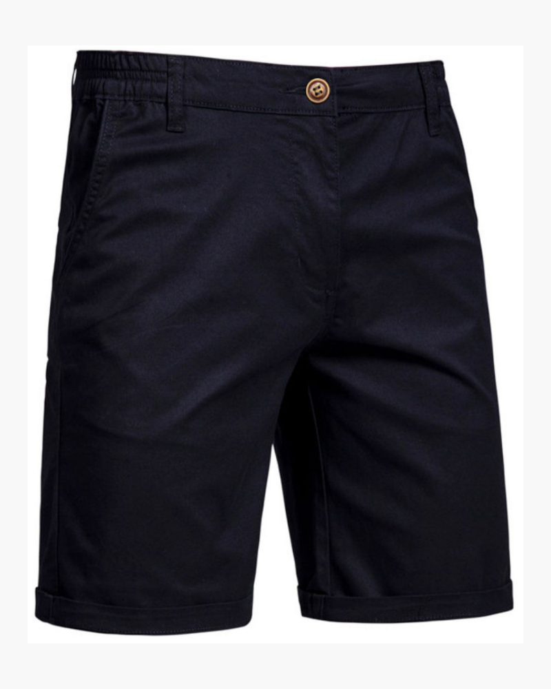 Men's smart casual chino shorts styled with a shirt, demonstrating versatile summer outfit potential for any occasion.