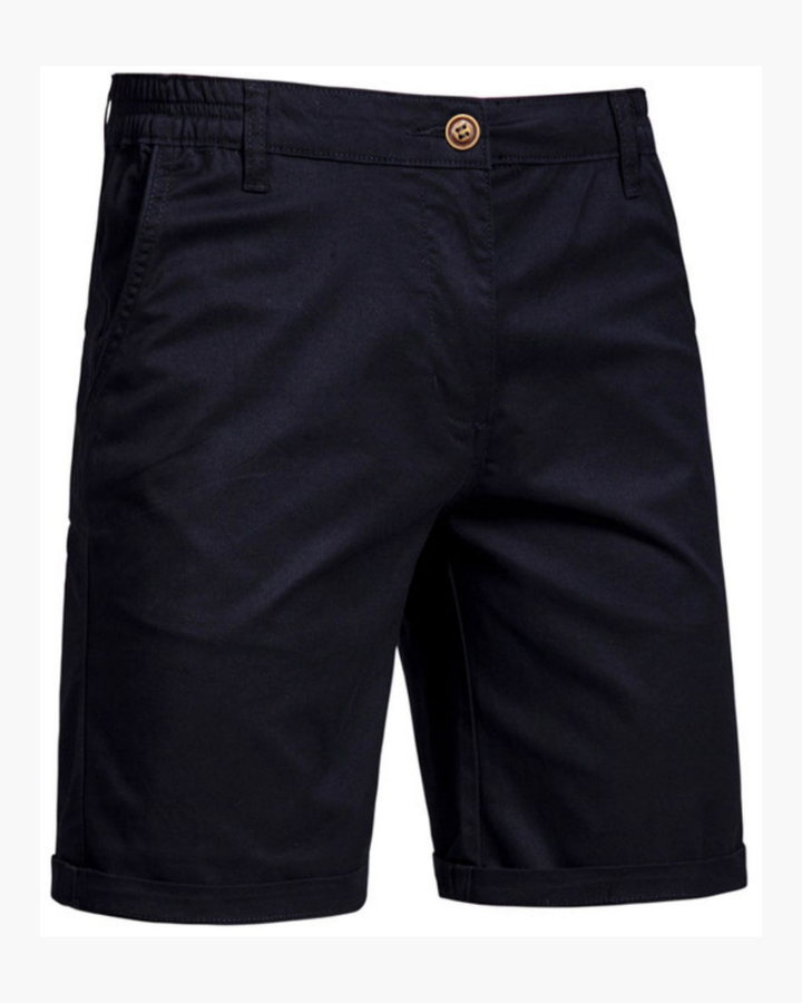 Men's smart casual chino shorts styled with a shirt, demonstrating versatile summer outfit potential for any occasion.