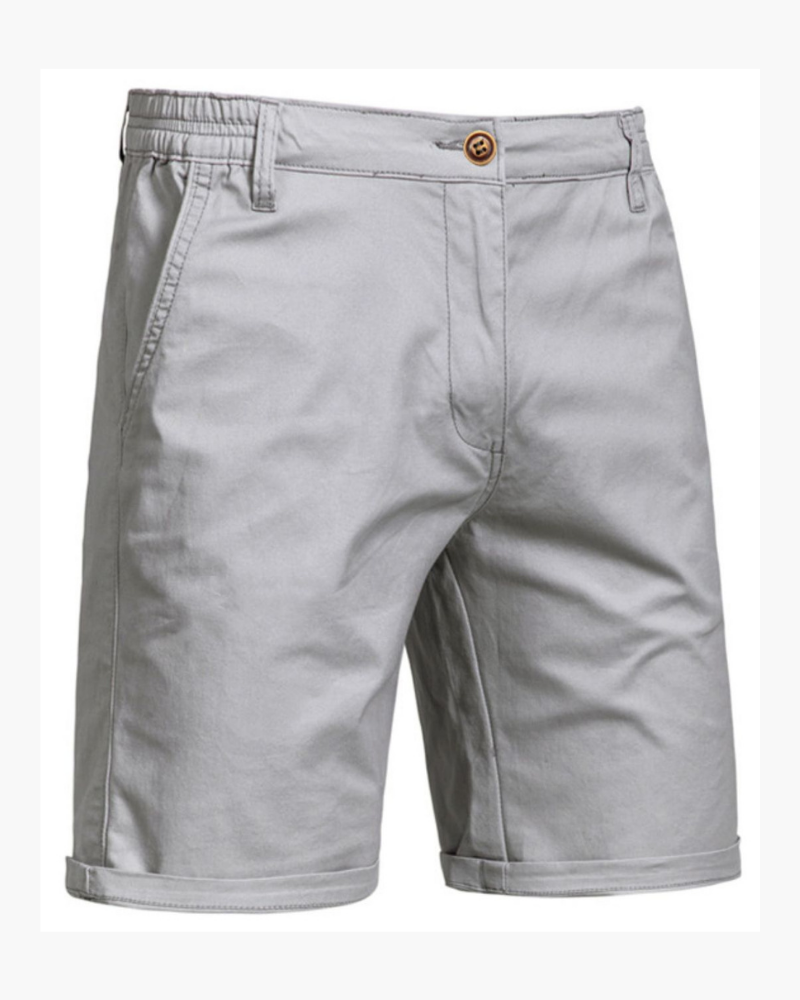 Men's casual chino shorts paired with a t-shirt for relaxed, everyday summer wear. Versatile and comfortable bottoms.