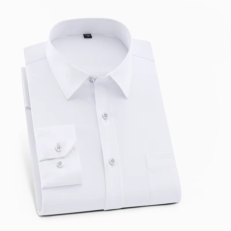 Timeless men's collared dress shirt, ideal for smart casual office wear or formal business occasions.