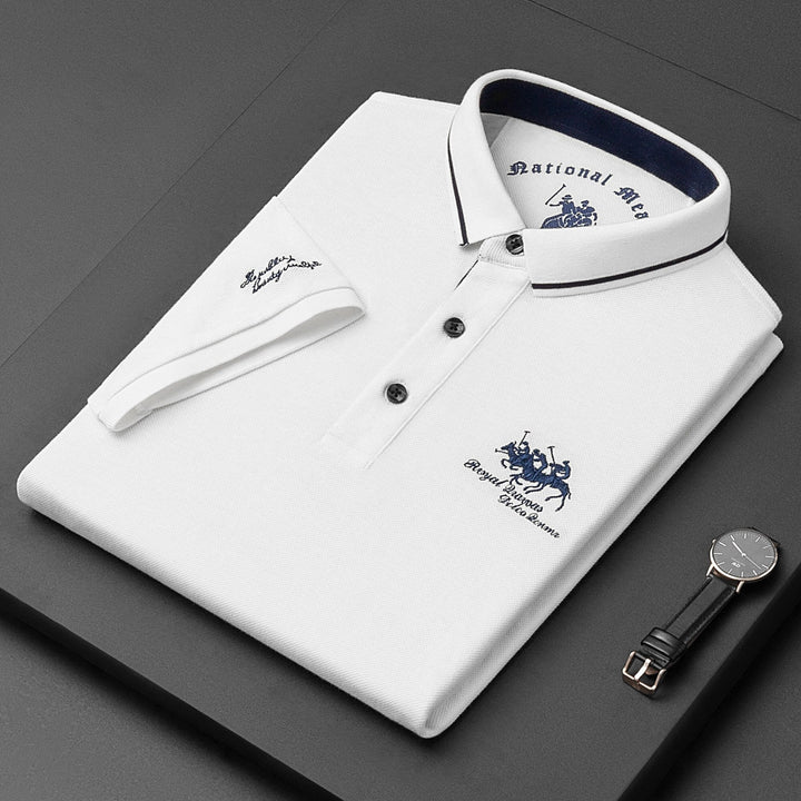 Casual men's clothing: a comfortable & stylish embroidered Henry polo. Perfect short sleeve top for summer.