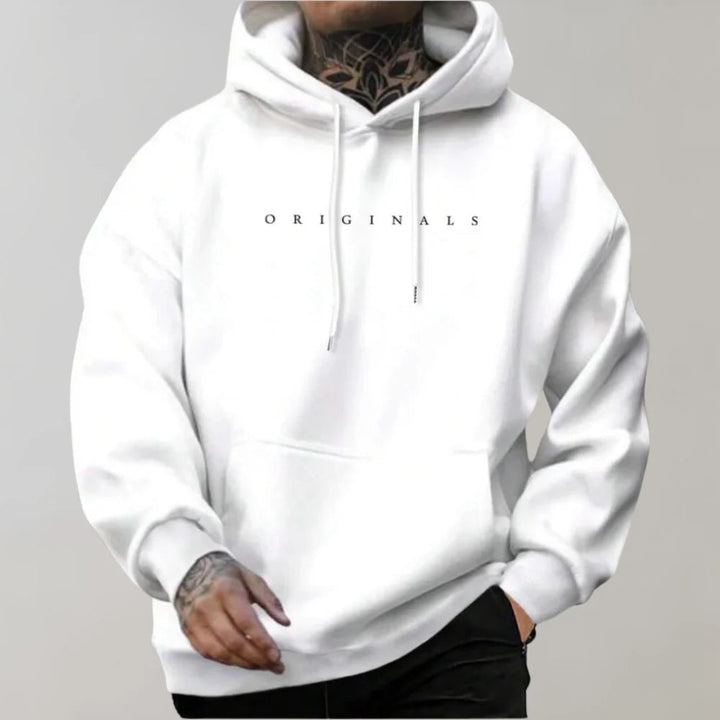 Comfortable men's oversized hooded sweatshirt, perfect for casual spring/summer style. Features long sleeves & adjustable hood.