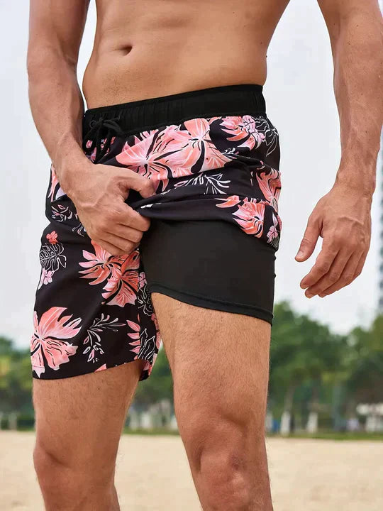 Versatile men's printed swim shorts, perfect for swimming, beach or casual summer fashion.