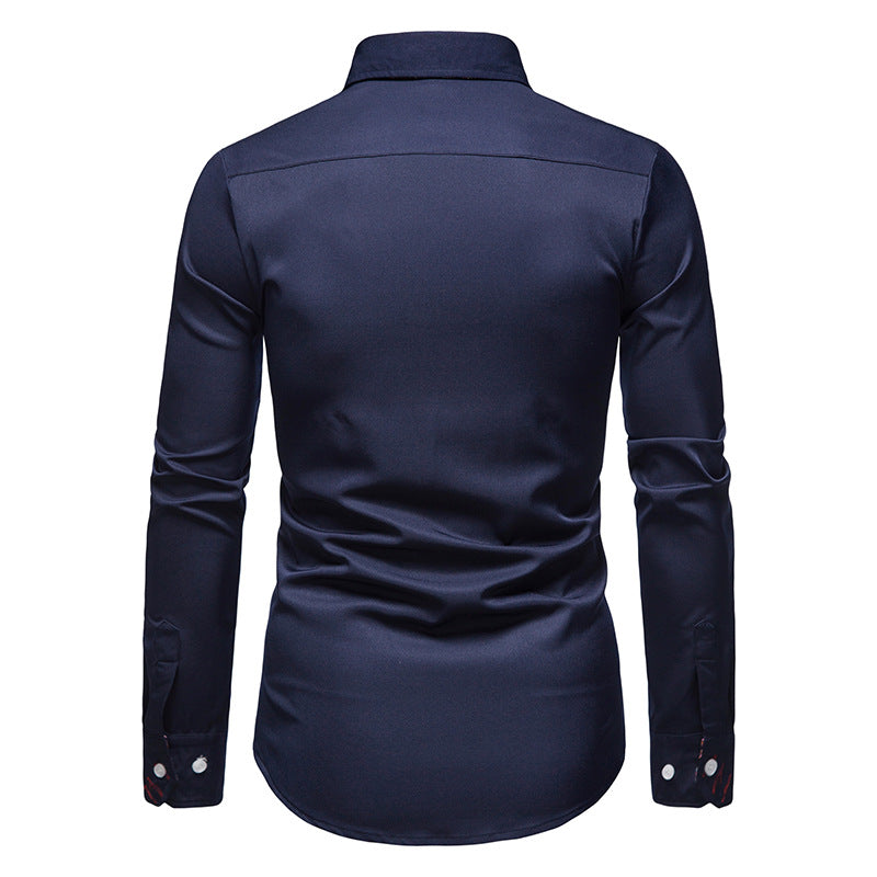 Classic men's slim fit long sleeve dress shirt for versatile styling, suitable for formal and business casual events.