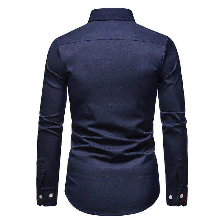 Classic men's slim fit long sleeve dress shirt for versatile styling, suitable for formal and business casual events.