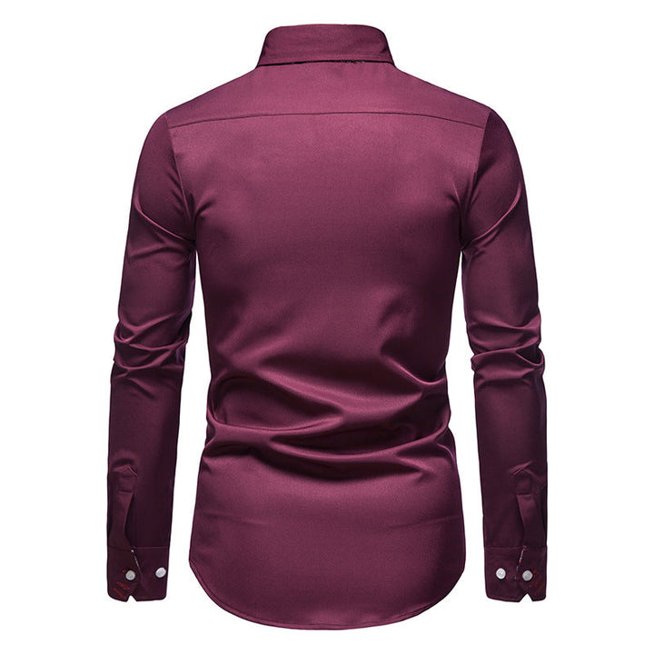 Arvid men's dress shirt: a stylish slim fit long sleeve piece for a polished, professional, and refined modern look.
