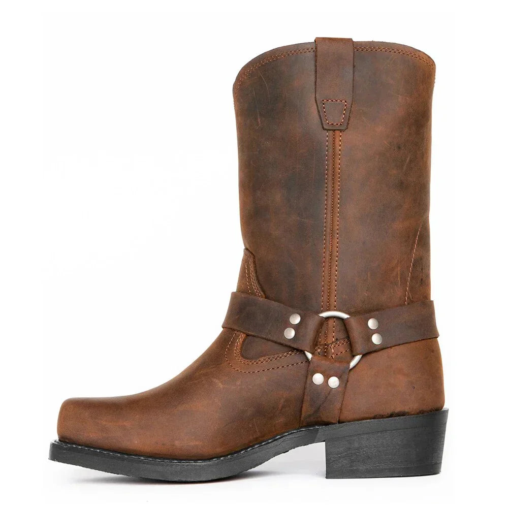 Men's stylish waterproof cowboy boots. Rugged western footwear, durable and comfortable for outdoor adventures.