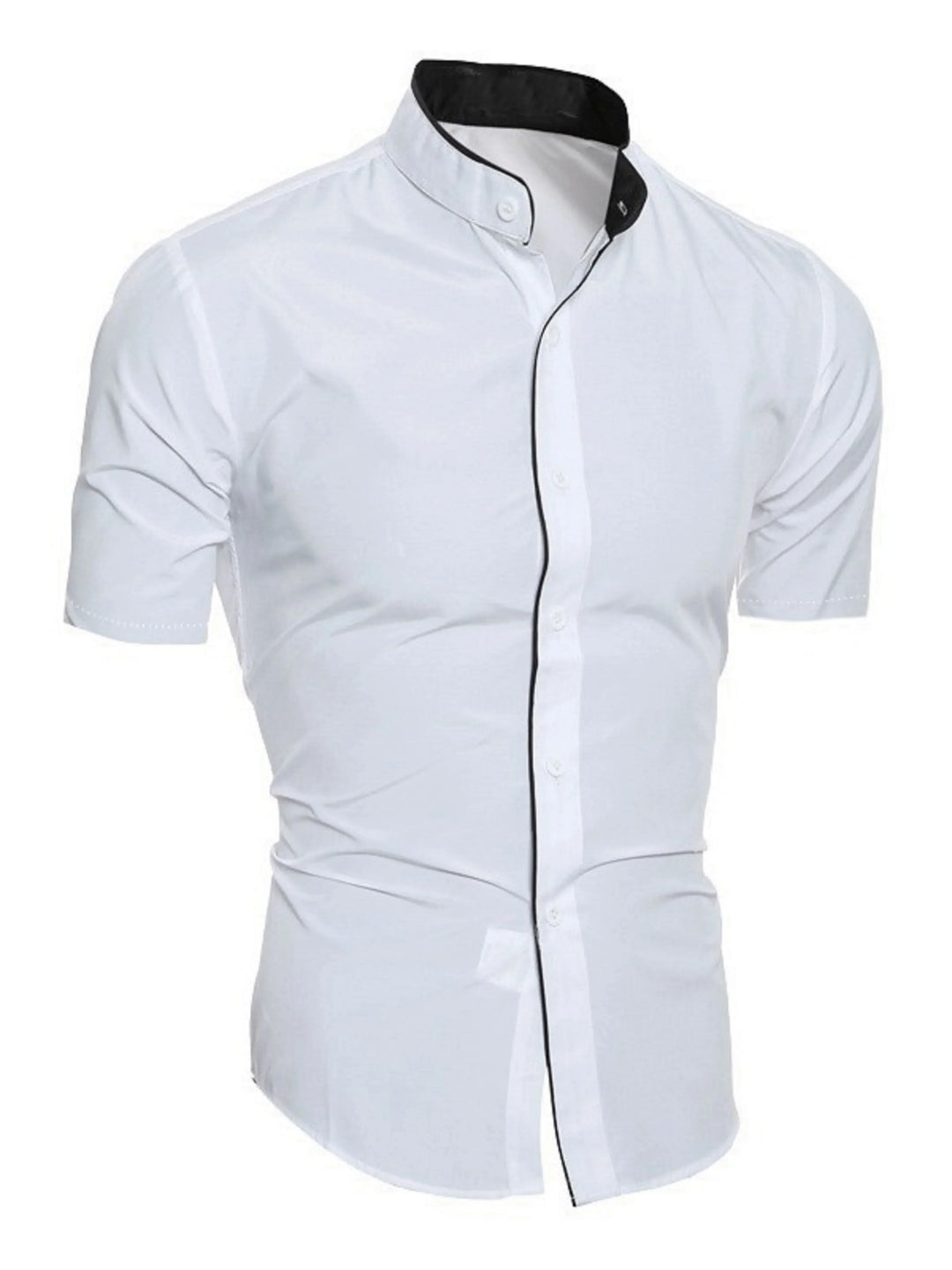 Casual men's tight fit short sleeve button up shirt for summer. A stylish and versatile wardrobe staple.