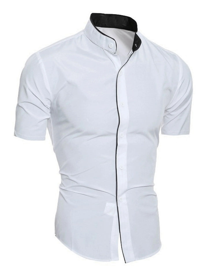 Casual men's tight fit short sleeve button up shirt for summer. A stylish and versatile wardrobe staple.
