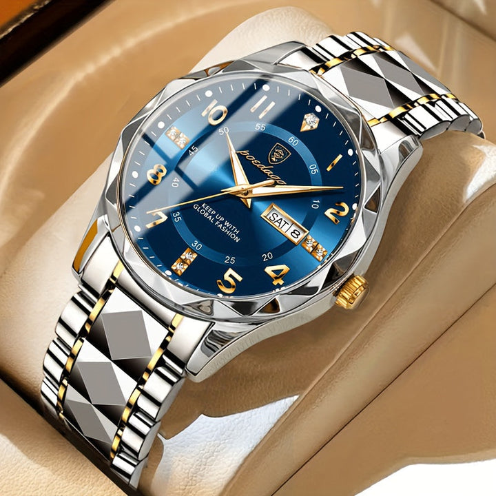 Durable men's sports watch in titanium, an alarm watch with dual display for active lifestyles.