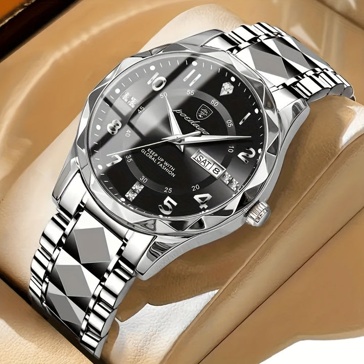 Men's titanium watch with dual display and chronograph, an essential accessory for active men.