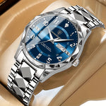 Silver bracelet with blue dial