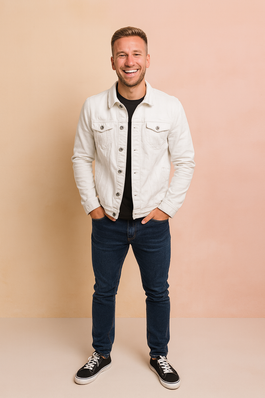 Stylish men's button-up jacket, casual urban outerwear, great for modern layering and everyday fashion.