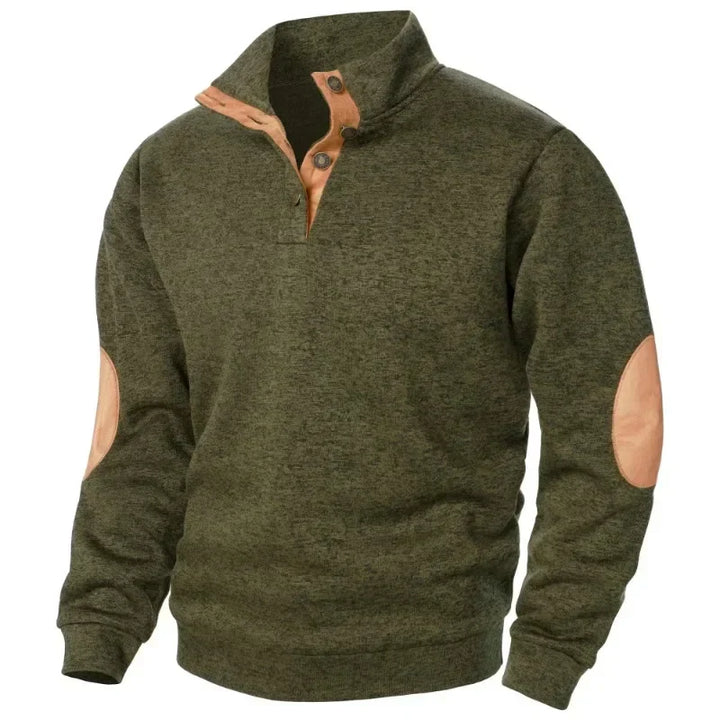 Premium men's V-neck sweatshirt. Cozy, comfortable activewear for versatile spring/autumn outdoor style.