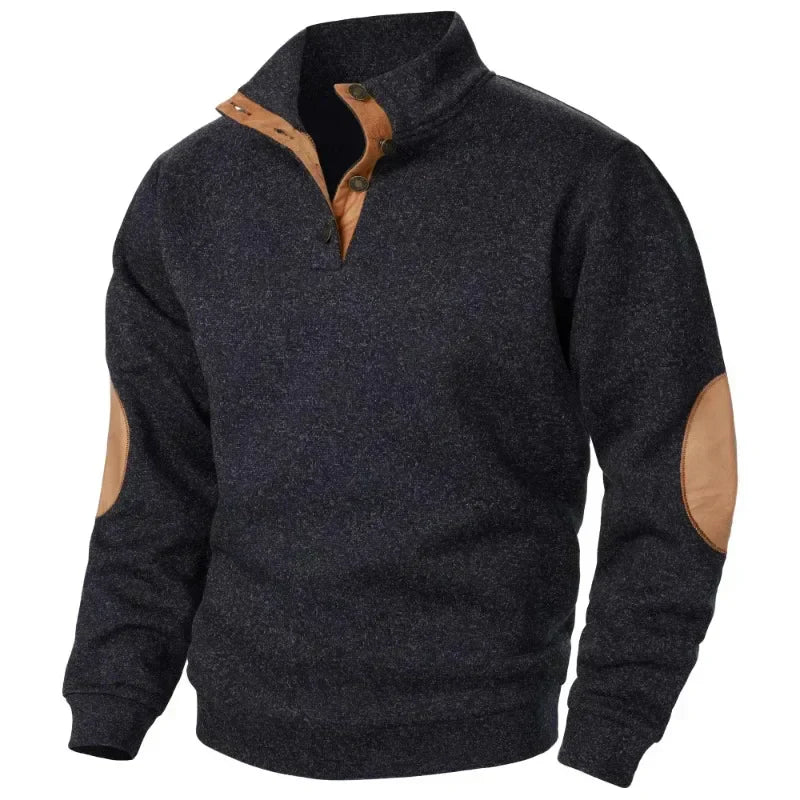 New men's V-neck sweatshirt in blue for comfortable casual style. Versatile outdoor activewear for autumn.