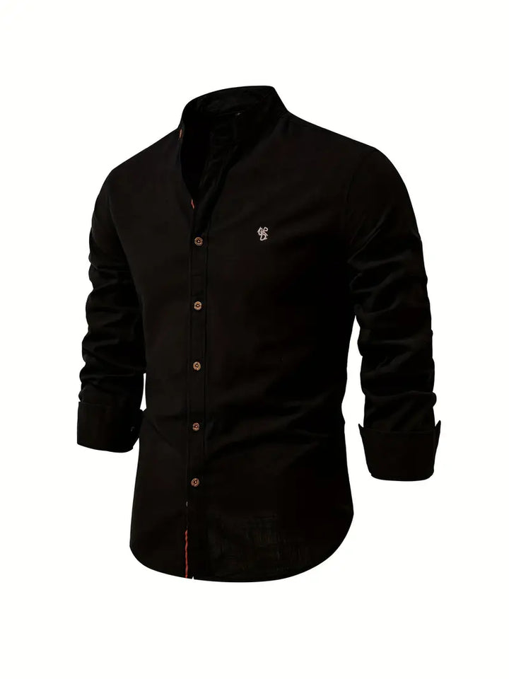 Trendy men's long-sleeve button-up shirt. Elevate your spring style with this versatile casual dress shirt.