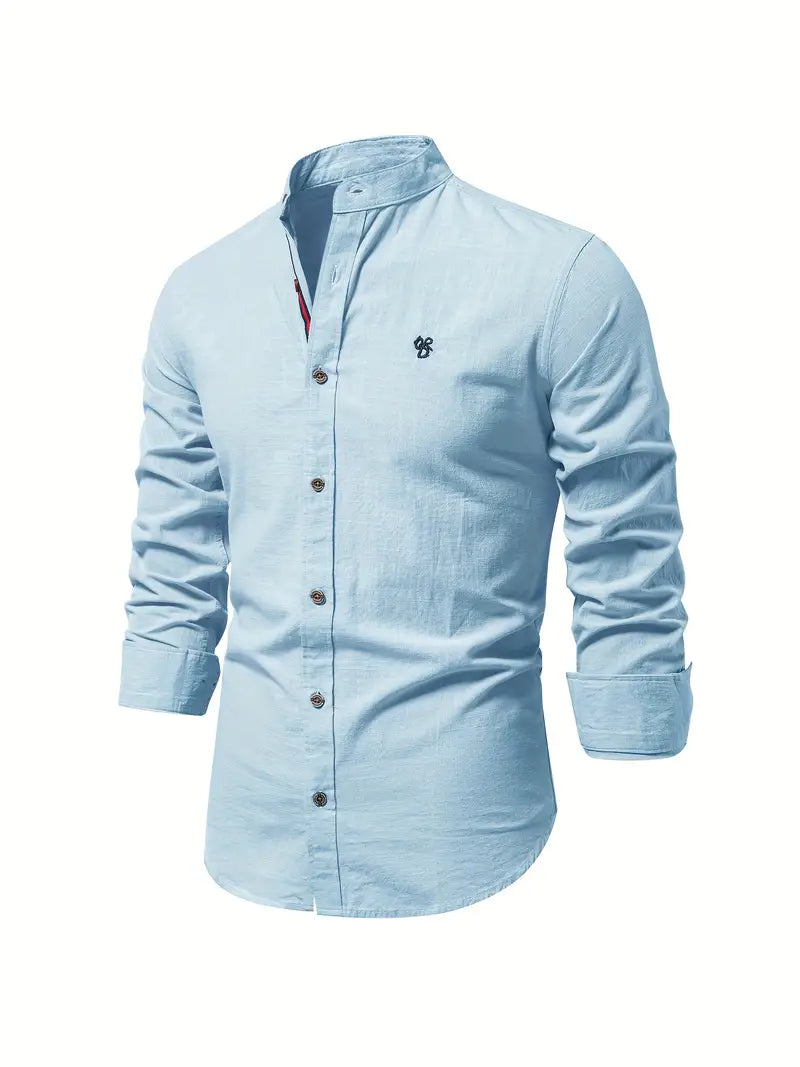 Lightweight & versatile men's long-sleeve button-up shirt. Perfect for spring layering or standalone wear.