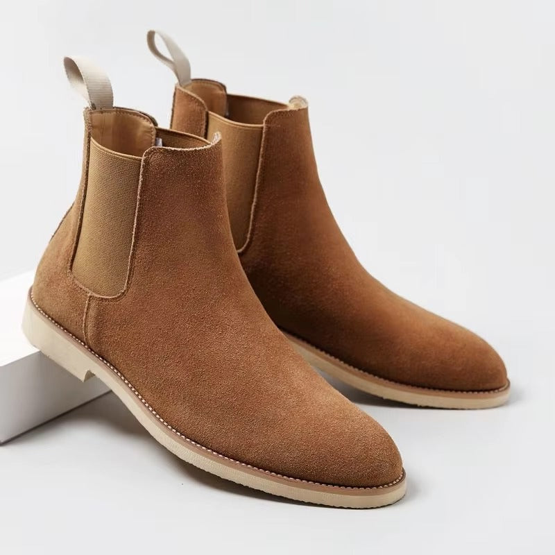 Durable men's slip-on Chelsea ankle boots, comfortable for daily wear, smart casual, or business.