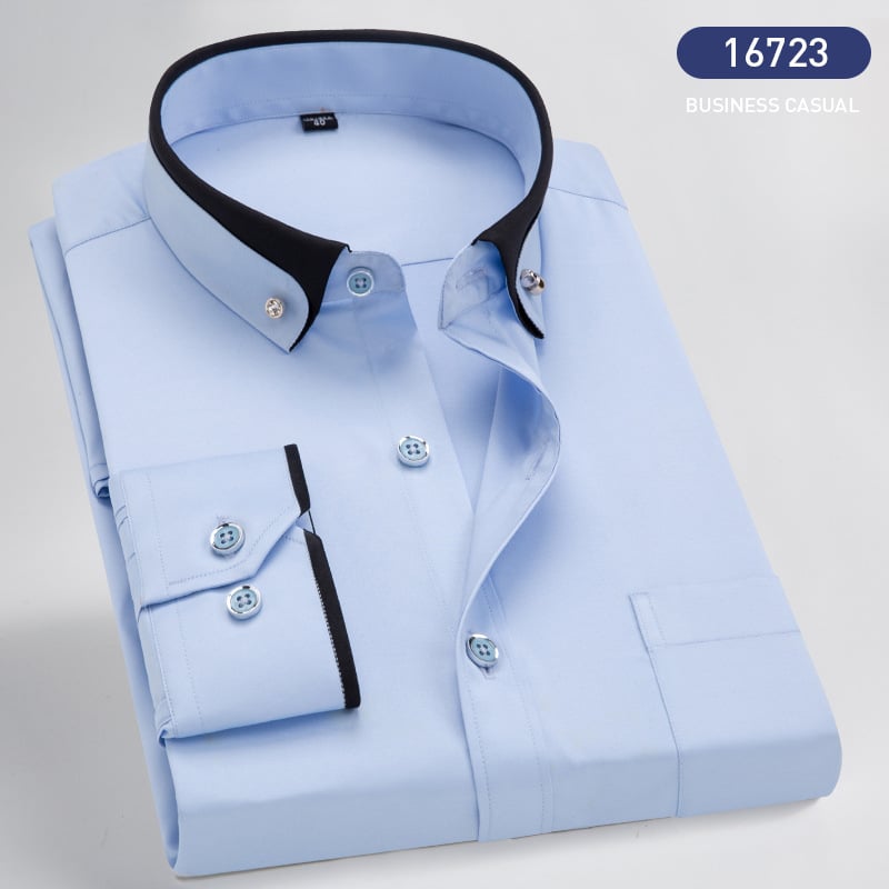 Victor long-sleeve shirt for men. Elegant collared dress shirt, a trendy choice for versatile men's fashion & comfort.