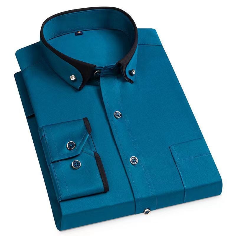 Elegant Men's Victor long-sleeve dress shirt. A comfortable & trendy collared shirt for modern men's fashion.