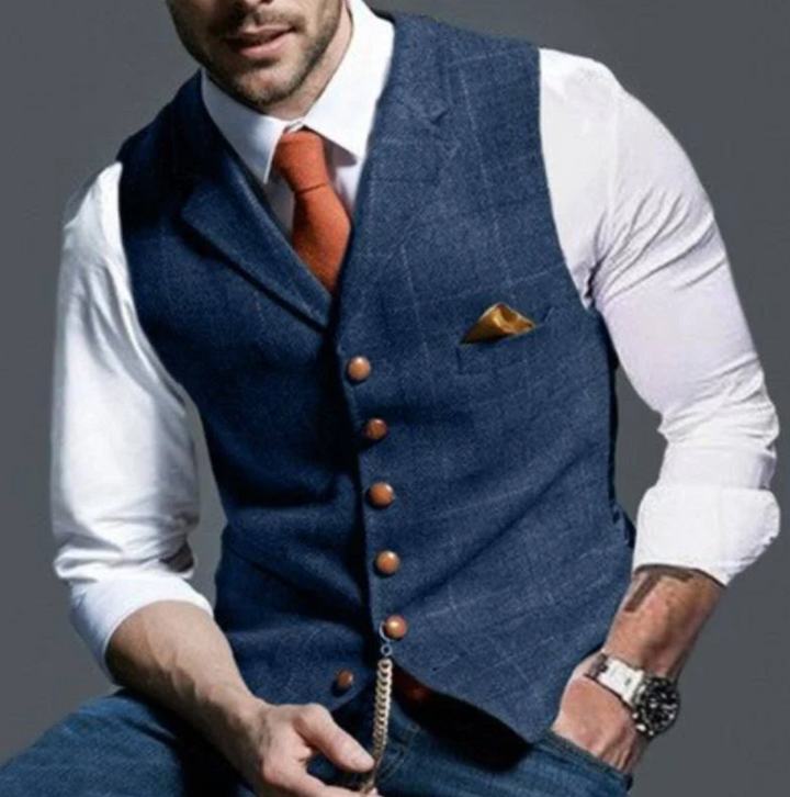 Men's vintage classic vest, button-front, perfect for formal or casual layering and menswear.