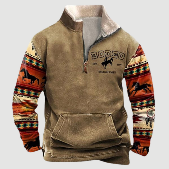 Classic men's vintage fleece zip-up jumper, Felix style, ideal outerwear for winter fashion.