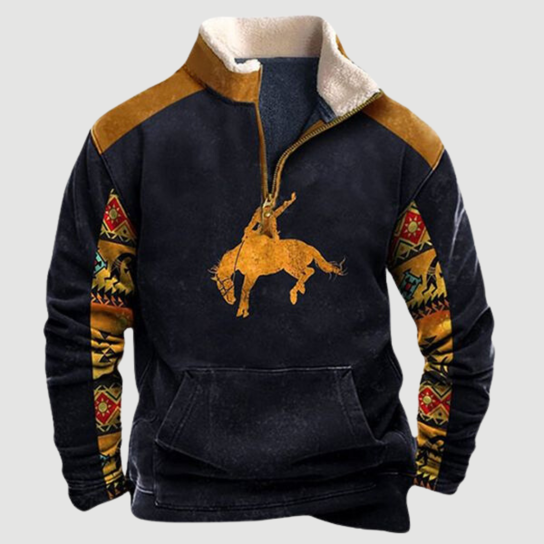 Soft men's vintage fleece zip-up winter jumper, Felix, designed for warmth and a comfortable fit.