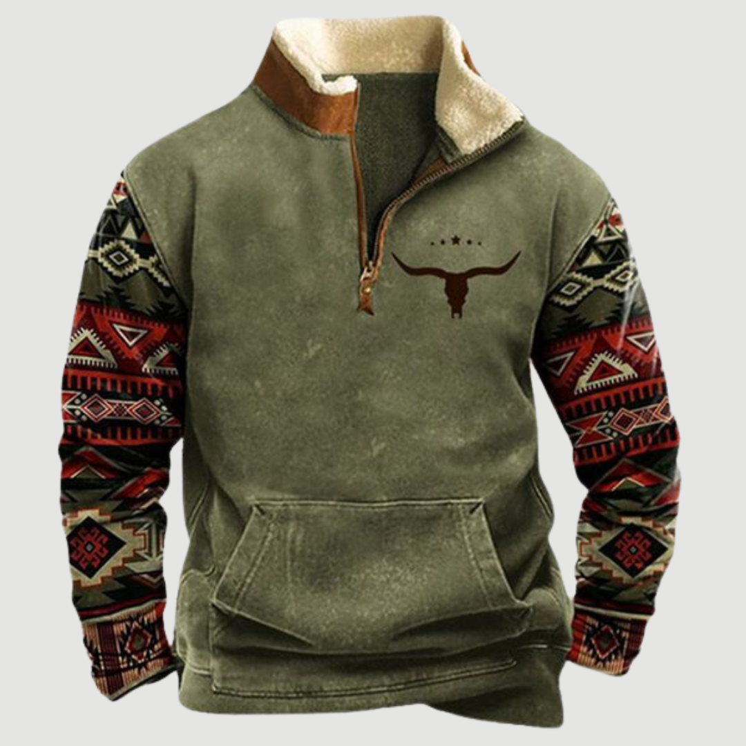 Men's Felix vintage zip-up winter jumper in fleece material for warmth & casual apparel.