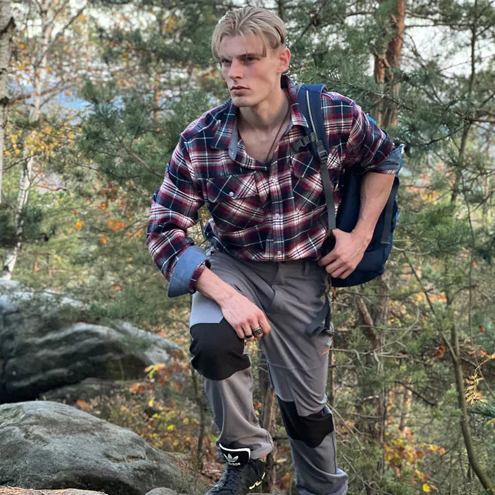 Stylish men's long sleeve button-down shirt with soft flannel lining, perfect for cooler everyday wear.